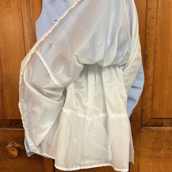 Zunie Sleeveless Floral Embroidered Petticoat Blue Stripe Easter Dress Sz 6 - Picture 7 of 9